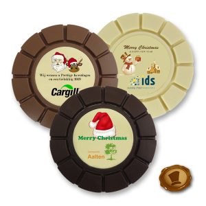 Chocolade Breektablet Kerst - rond - bedrukt
