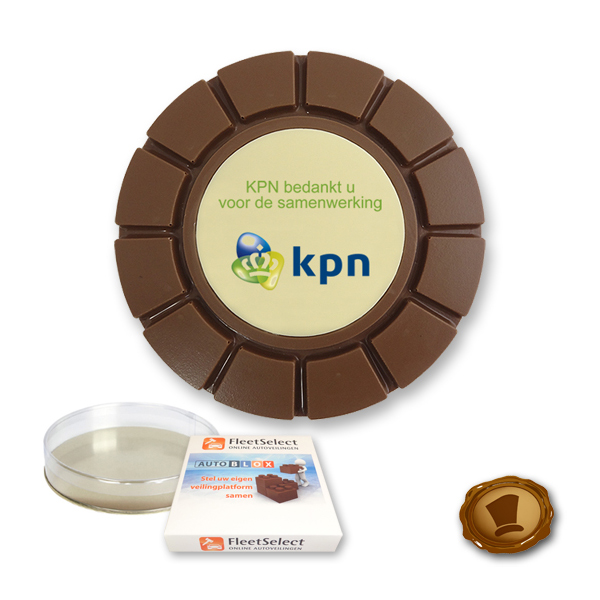 Bedrukte chocolade breektablet ''Rond''