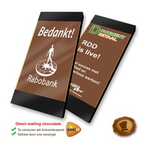 Chocolade kaart (klein) met bedrukking