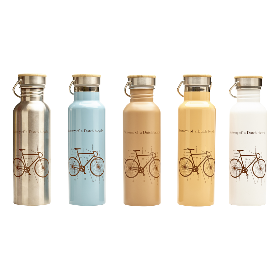 Bedrukte RVS fles met bamboe dop Bedrukte RVS fles met bamboe dop