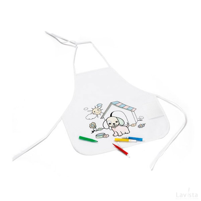 Bedrukt kleurschort voor kinderen, goedkoop met logo