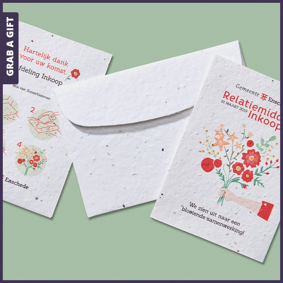 Grab a Gift Groeipapier Zaadpapier bedrukken in Full Colour met Logo