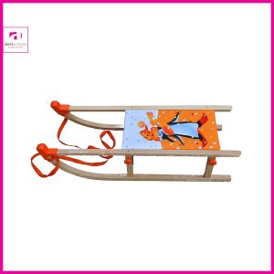 Houten slee met opdruk