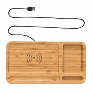 Bamboe desk organizer & draadloze oplader