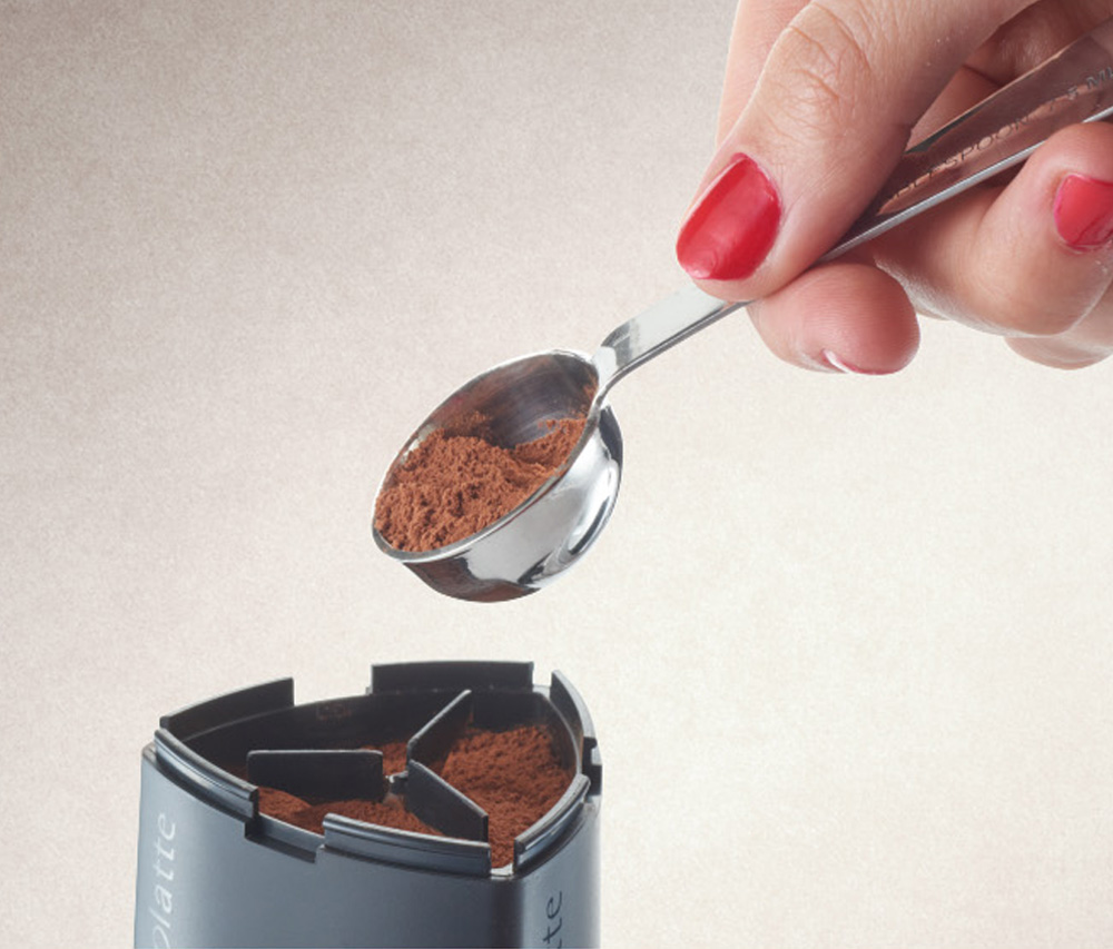 Cacaostrooier met logo - met zes patronen altijd een mooie cappuccino - vullen