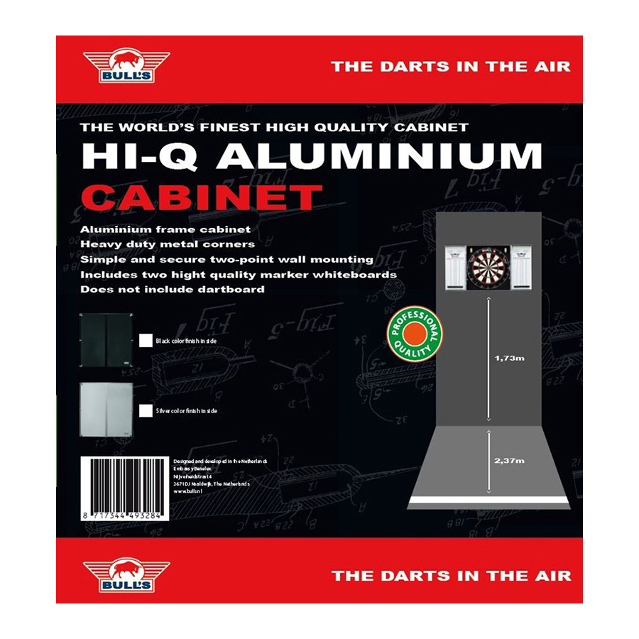Bull's Hi-Q Aluminium Cabinet Zwart Zilver 4 Bull's Hi-Q Aluminium Cabinet Zwart Zilver