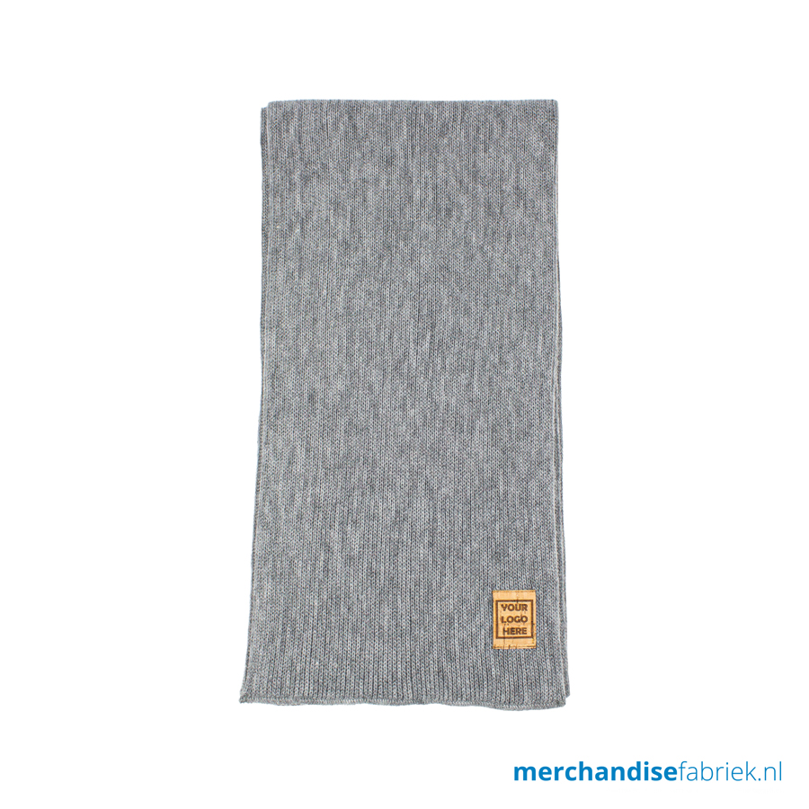 Coarse Light Grey Cork Label sjaal met eigen luxe label Coarse Light Grey Cork Label sjaal met eigen luxe label