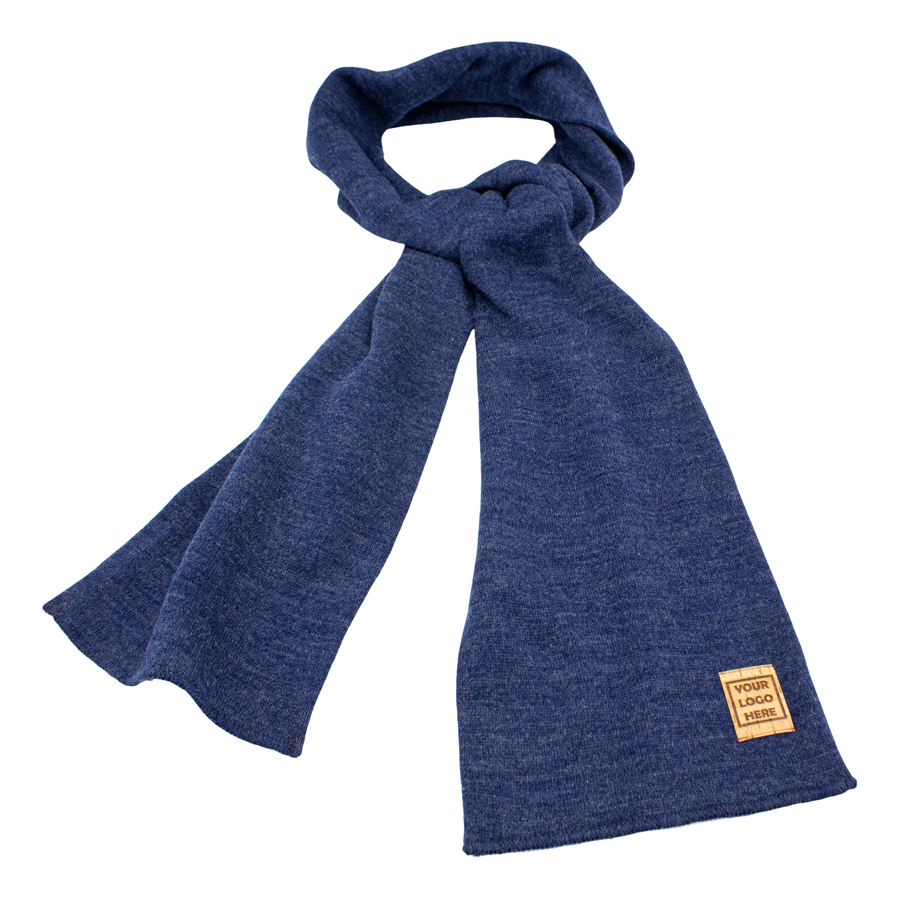 Warme blauwe casual sjaal met luxe eigen label