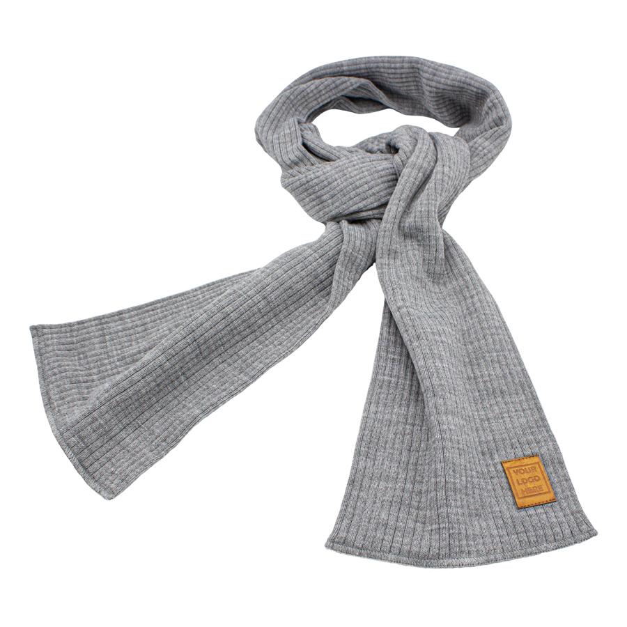 Warme grijze casual sjaal met luxe eigen label Warme grijze casual sjaal met luxe eigen label