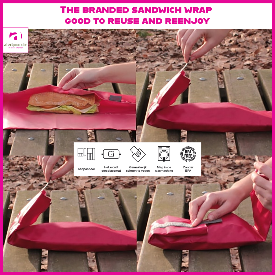 Duurzame sandwich wrap met bedrukking Duurzame sandwich wrap met bedrukking
