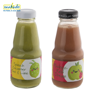 gepersonaliseerd fruitsap smoothie eigen etiket ontwerp bedrukking biologisch fruit sap