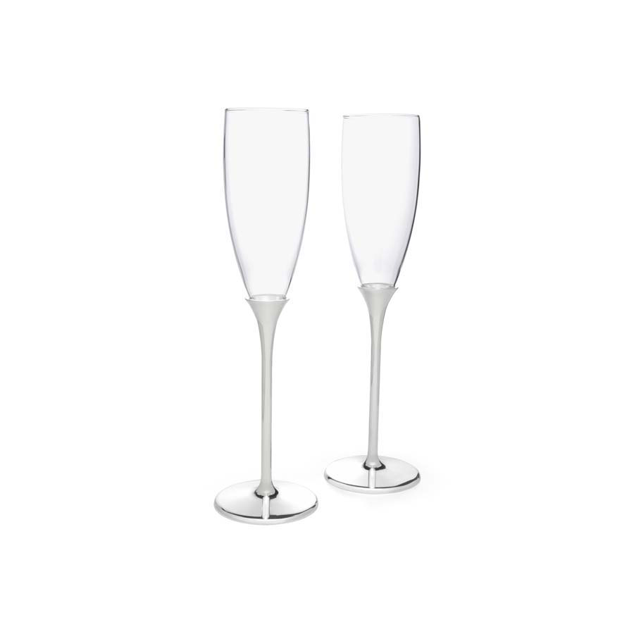 Champagneglazen Smooth, set van 2, verzilverd gelakt