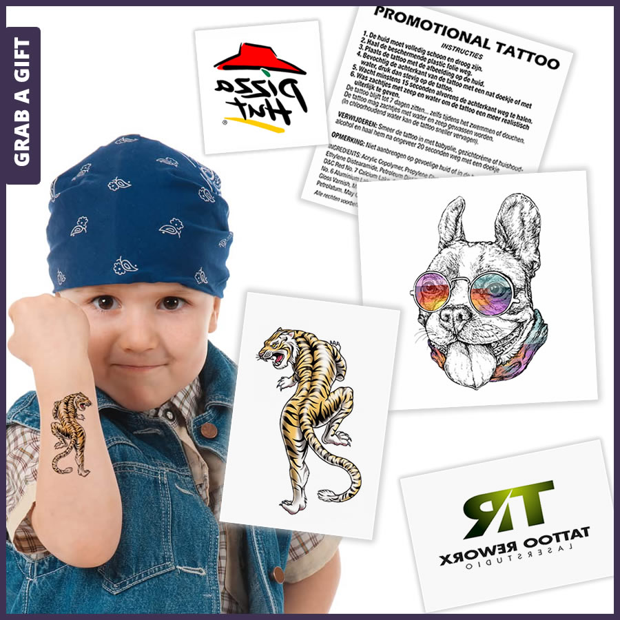 Grab a Gift Relatiegeschenken - Plaktattoo neptattoo bedrukken met logo of reclame