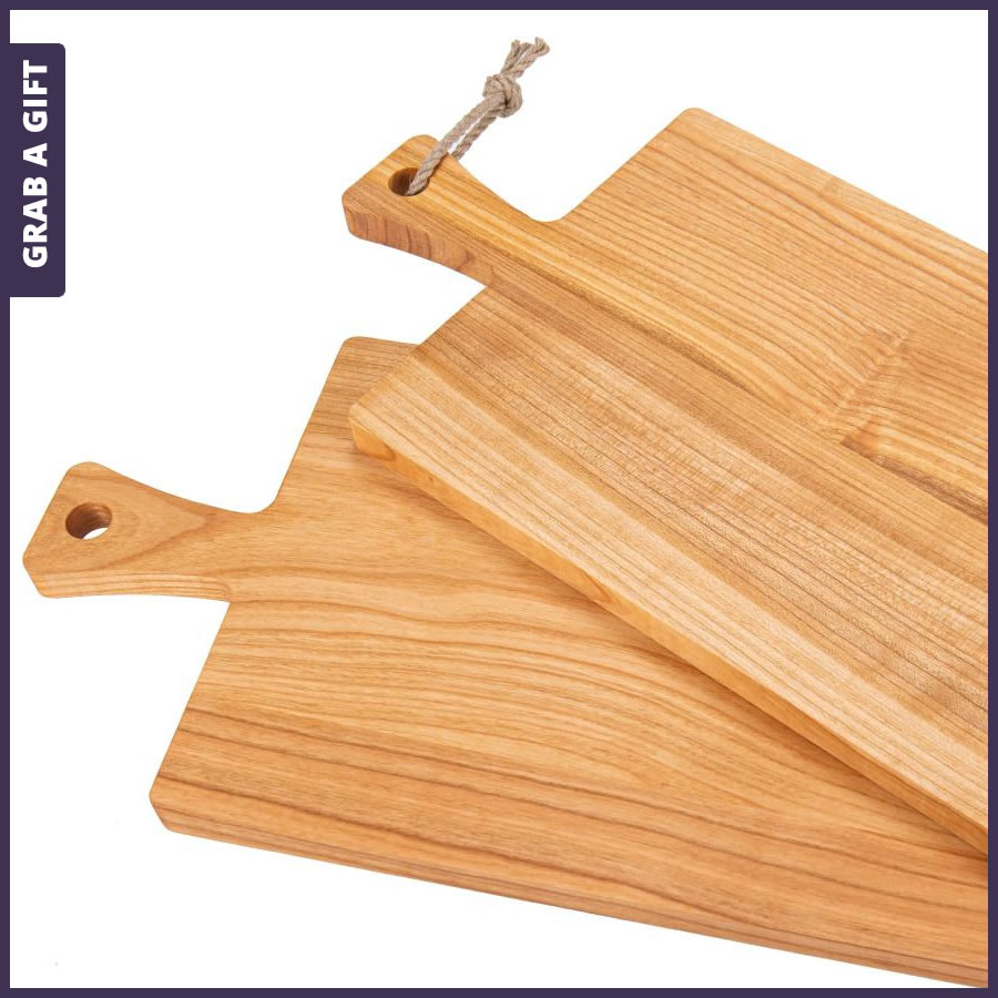 Grab a Gift - Snijplanken van kersenhout met branddruk
