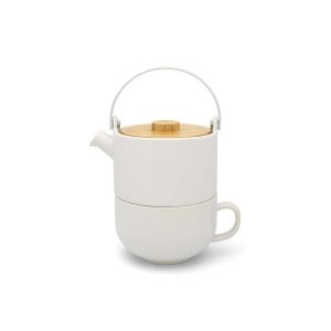 Tea for one Umea, wit, met bamboedeksel