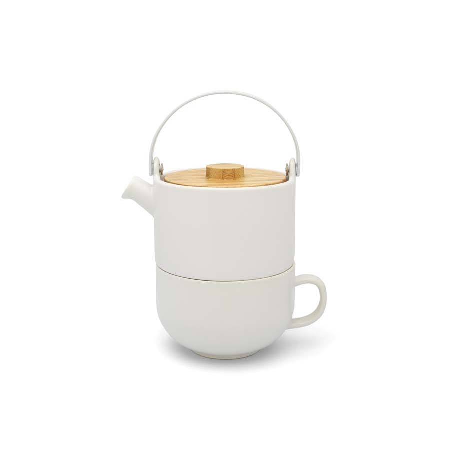 Tea for one Umea, wit, met bamboedeksel