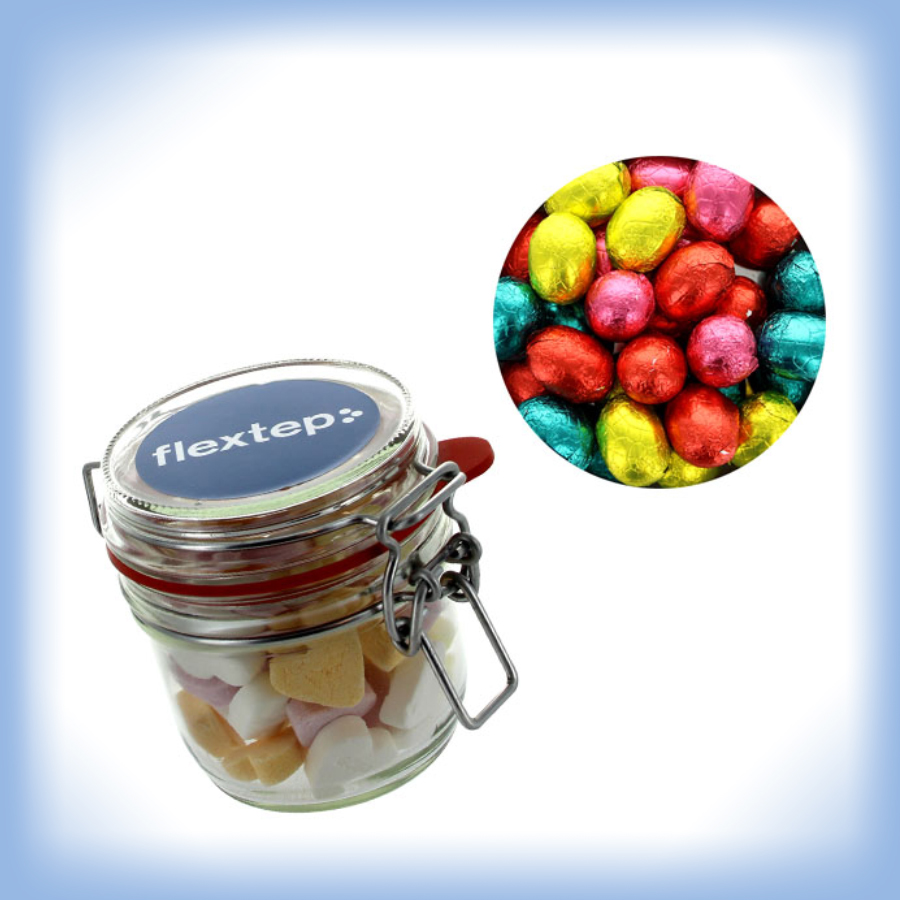 Trendy weckpot met paaseitjes