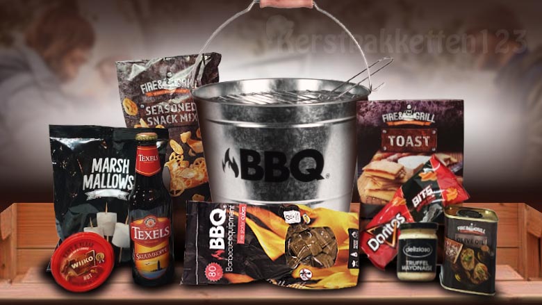 Kerstpakket winter BBQ emmer