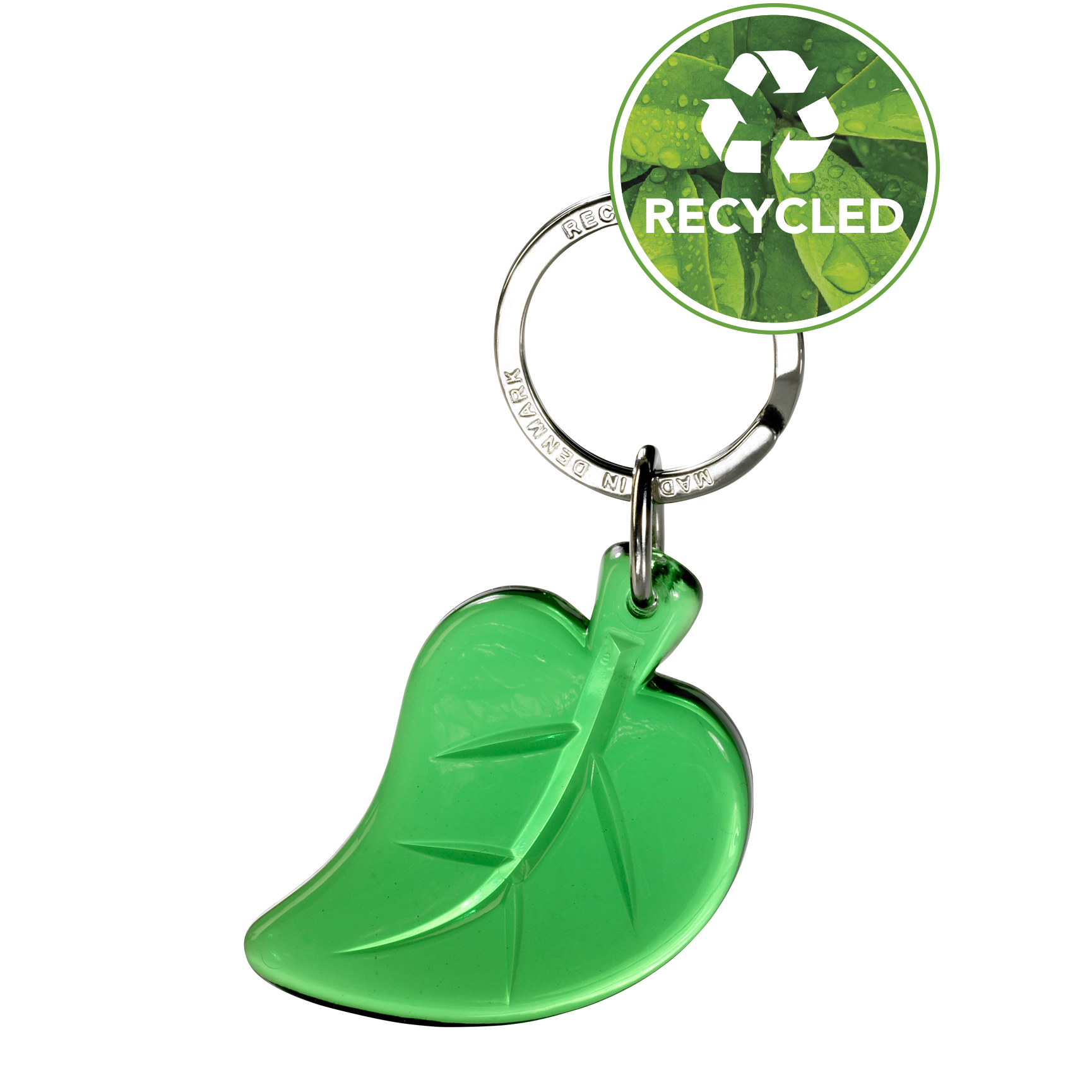 -Leaf-recycled-green-transp groen blaadje sleutelhanger