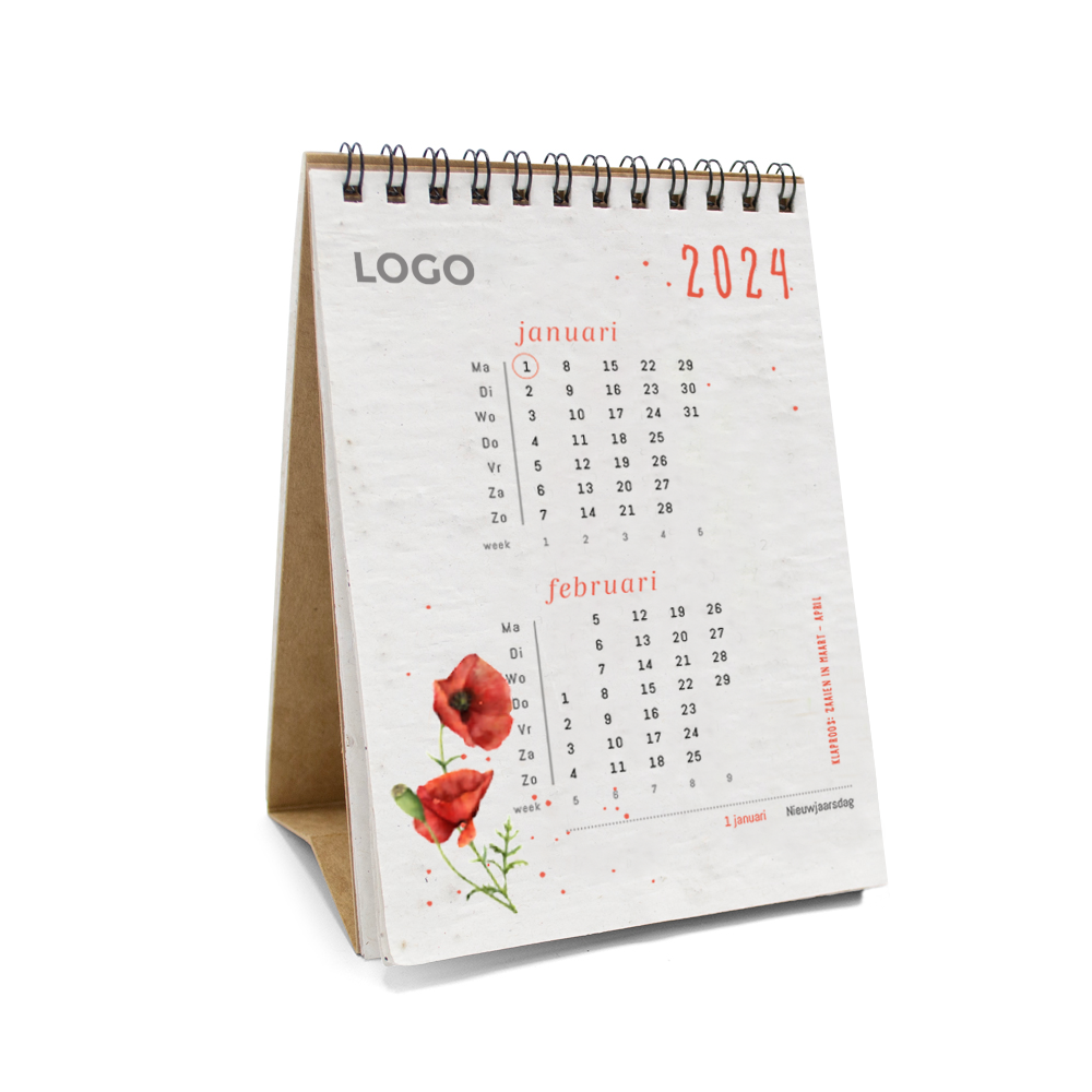Groeipapier kalender met ringband Groeipapier kalenders bedrukken met eigen ontwerp