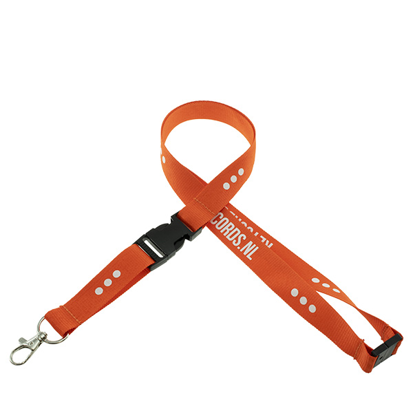 Keycord met veiligheidsclip en plastic buckle oranje