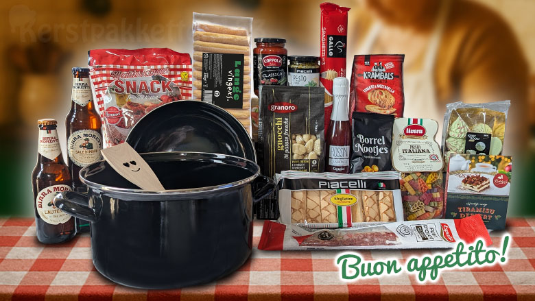 Kerstpakket Italiaans genieten pasta pan
