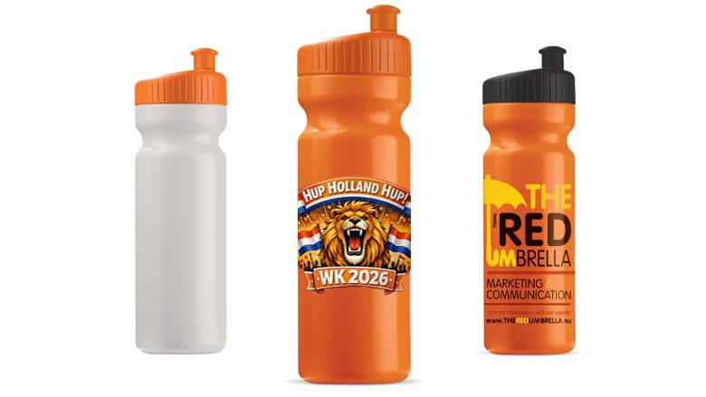 Sportbidon Oranje 750 ml met bedrukking
